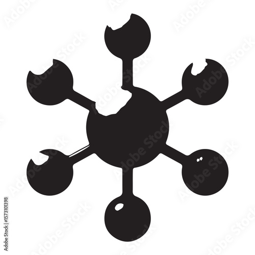 An abstract representation of a molecule, symbolizing scientific research and innovation in chemistry and biology