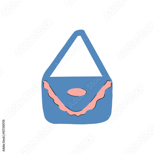 Women's bag, hobo. Fashion accessory. Hand drawn vector illustration. Isolated element.