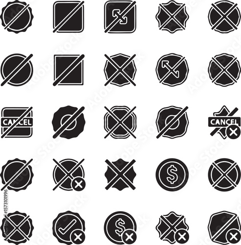 Clean Cancel Icon Collection – Black and White Design Assets