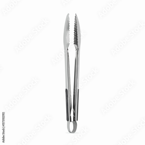 Stainless steel kitchen tongs with black grip for cooking and serving  