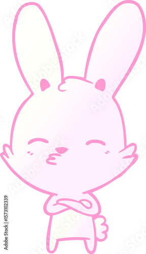 curious bunny cartoon in bright neon color