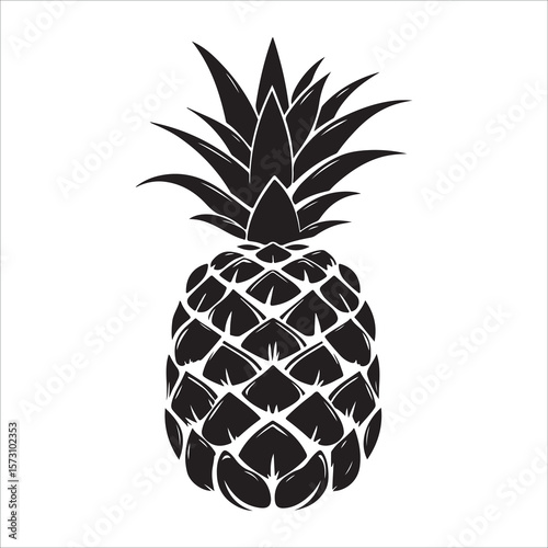 Pineapple silhouette icon isolated, pineapple silhouette line art vector illustration with a white background Vector illustration