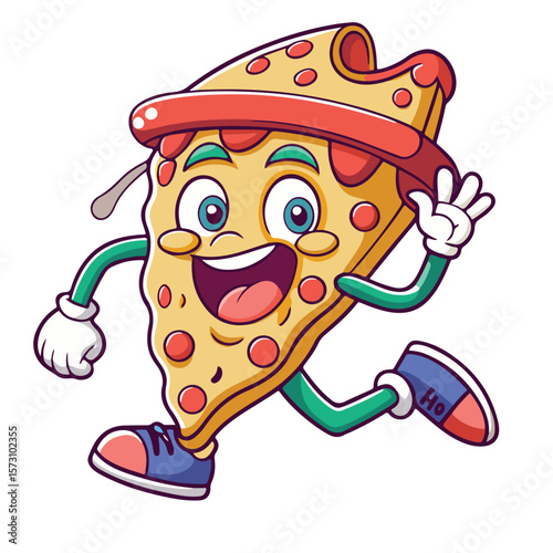 Funny pizza vector illustration art
