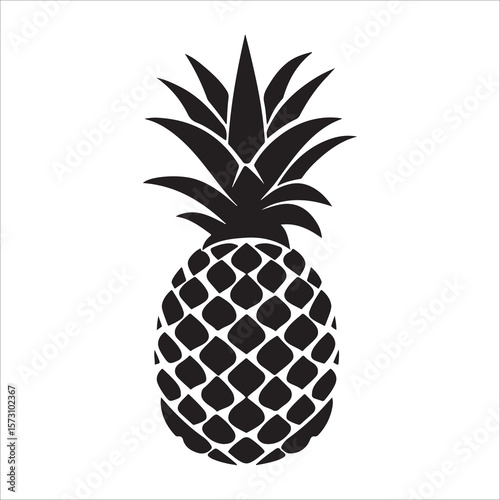 Pineapple silhouette icon isolated, pineapple silhouette line art vector illustration with a white background Vector illustration