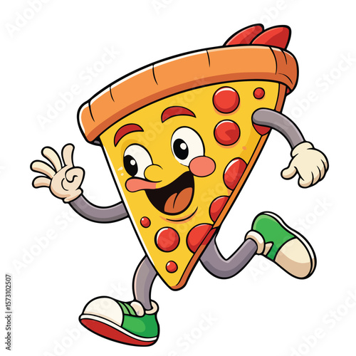 Funny pizza vector illustration art