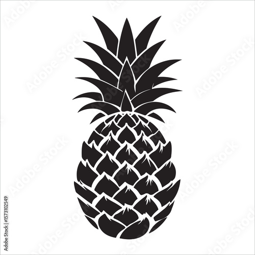 Pineapple silhouette icon isolated, pineapple silhouette line art vector illustration with a white background Vector illustration