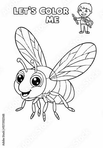 Children's coloring pictures of a flying flies