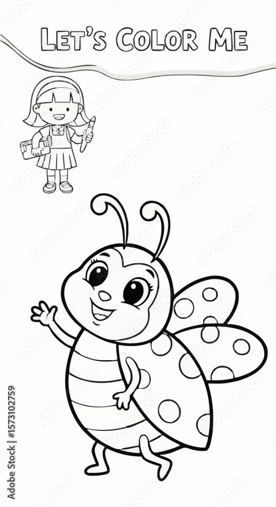 Fototapeta premium Children's coloring pictures of a ladybug