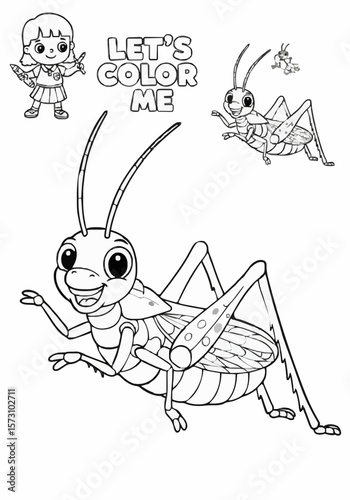 Children's coloring pictures of a grasshopper