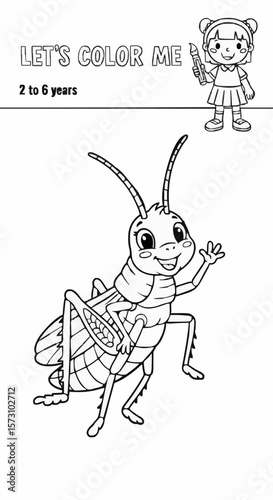 Children's coloring pictures of a grasshopper