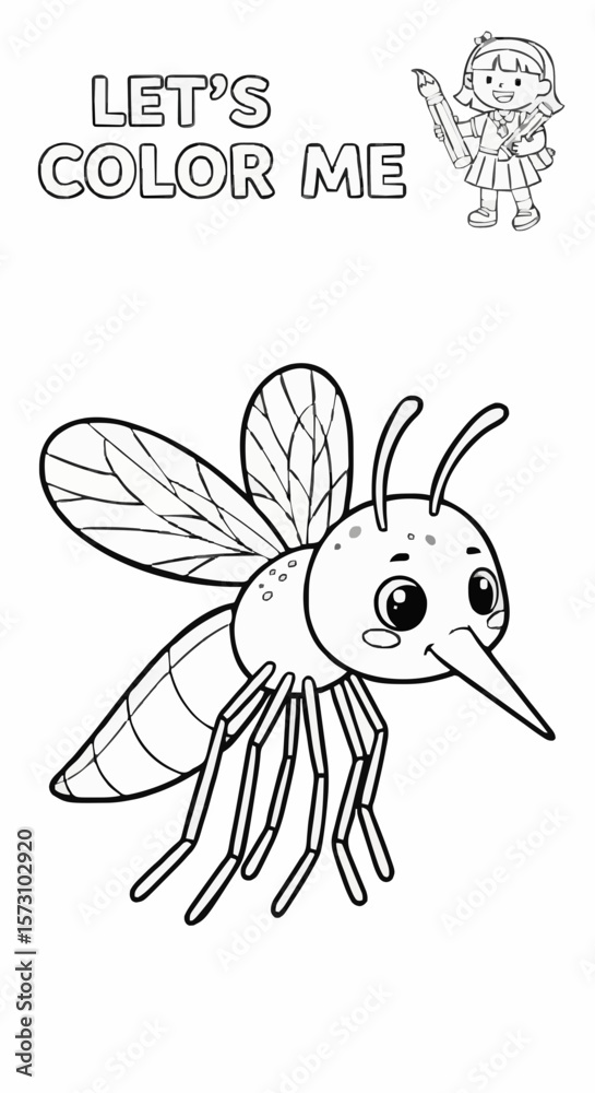 Fototapeta premium Children's coloring pictures of a mosquito