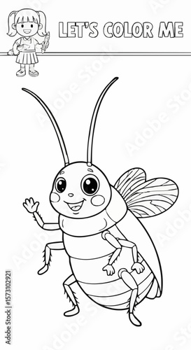 Children's coloring pictures of a cockroach