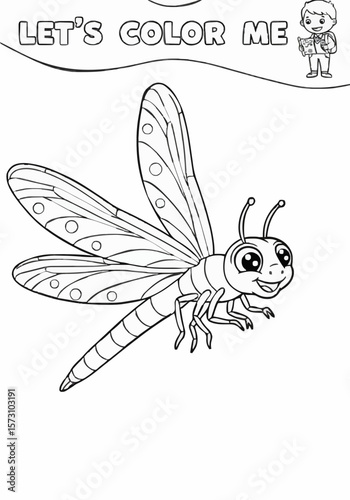 Children's coloring pictures of a dragonfly