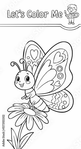 Children's coloring pictures of a butterfly