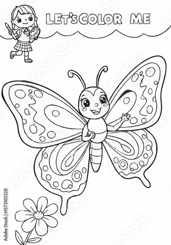Children's coloring pictures of a butterfly