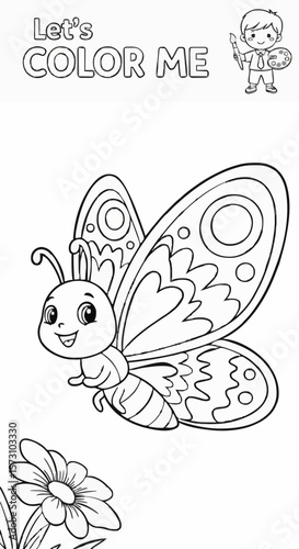 Children's coloring pictures of a butterfly