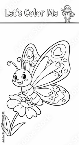 Children's coloring pictures of a butterfly