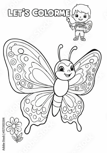 Children's coloring pictures of a butterfly