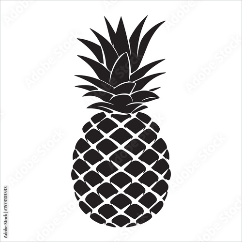 Pineapple silhouette icon isolated, pineapple silhouette line art vector illustration with a white background Vector illustration