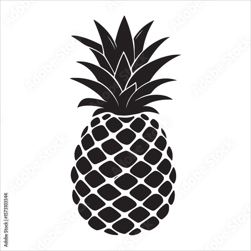 Pineapple silhouette icon isolated, pineapple silhouette line art vector illustration with a white background Vector illustration