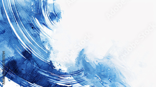 青の水彩画　筆テクスチャー背景イラスト　Generative AI
