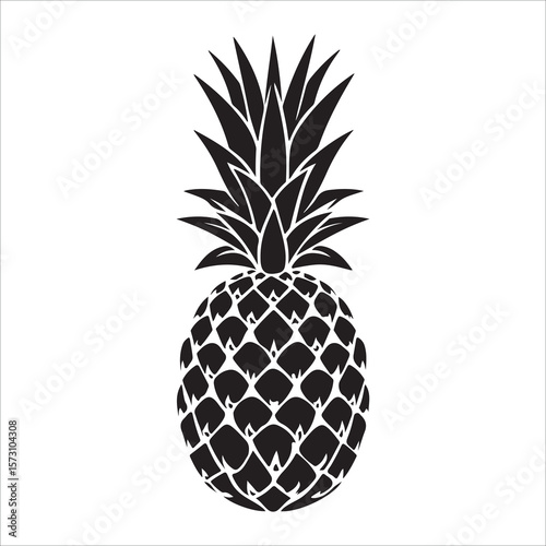 Pineapple silhouette icon isolated, pineapple silhouette line art vector illustration with a white background Vector illustration