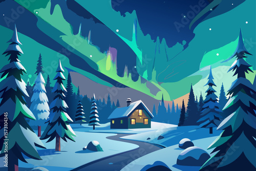 winter landscape with house