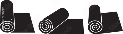Simple silhouette of a rolled up yoga mat for fitness and wellness designs