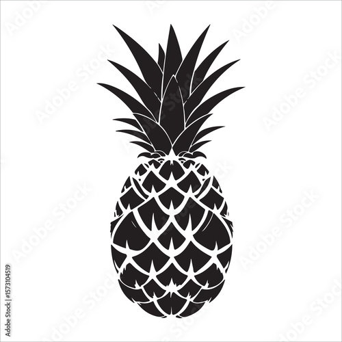 Pineapple silhouette icon isolated, pineapple silhouette line art vector illustration with a white background Vector illustration