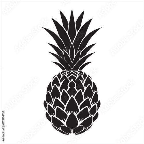 Pineapple silhouette icon isolated, pineapple silhouette line art vector illustration with a white background Vector illustration