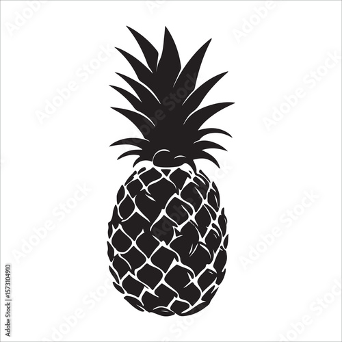Pineapple silhouette icon isolated, pineapple silhouette line art vector illustration with a white background Vector illustration