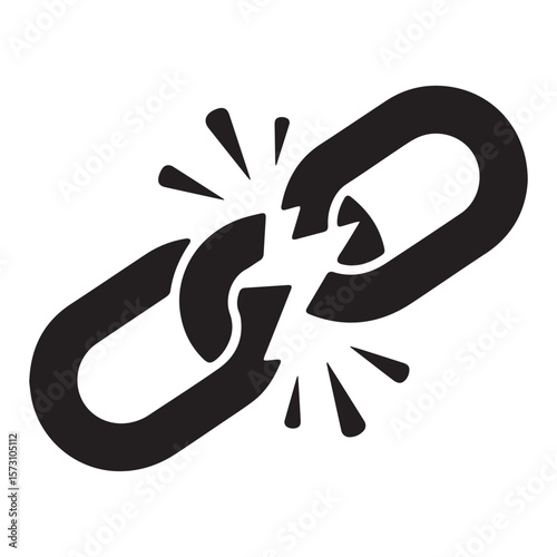 A black and white broken chain link icon represents a connection error or system failure