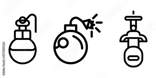 landmine outline or line icon design bundle.