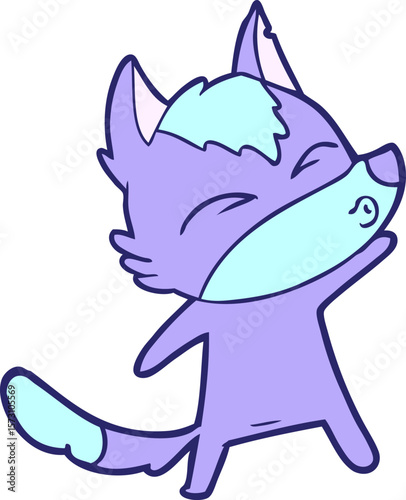 cartoon wolf pouting in bright neon color