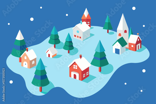winter landscape with houses