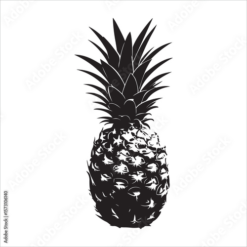 Pineapple silhouette icon isolated, pineapple silhouette line art vector illustration with a white background Vector illustration