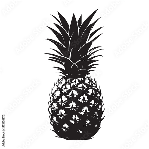 Pineapple silhouette icon isolated, pineapple silhouette line art vector illustration with a white background Vector illustration