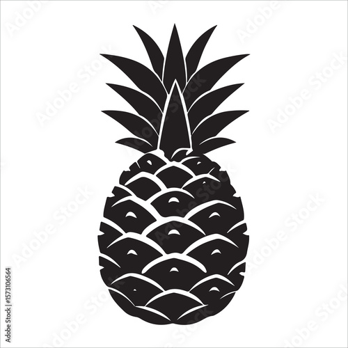 Pineapple silhouette icon isolated, pineapple silhouette line art vector illustration with a white background Vector illustration