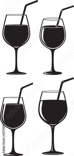 Elegant wine glass silhouette for celebratory occasions and beverage branding