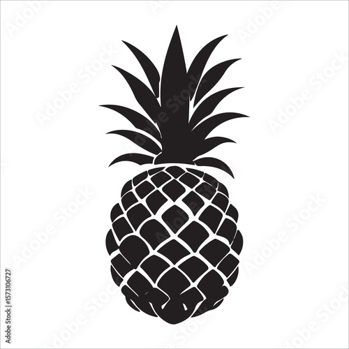 Pineapple silhouette icon isolated, pineapple silhouette line art vector illustration with a white background Vector illustration