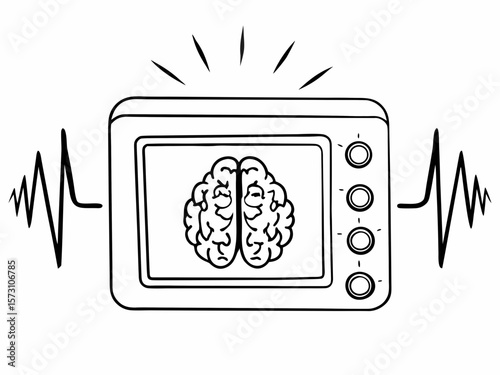 Brain scanner with brain image medical visualization diagnostic tool healthcare concept