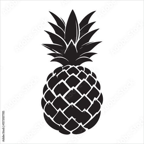 Pineapple silhouette icon isolated, pineapple silhouette line art vector illustration with a white background Vector illustration