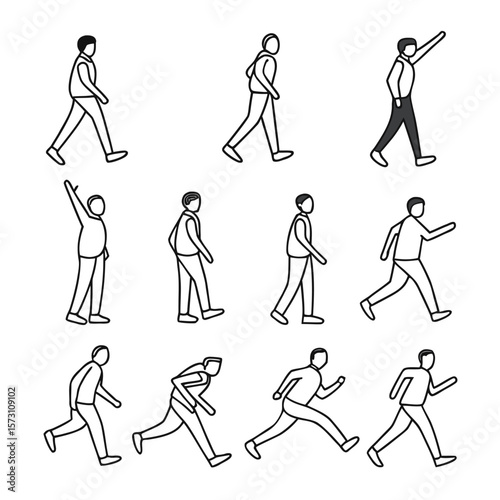 Diverse collection of human figures in various poses and actions for design projects