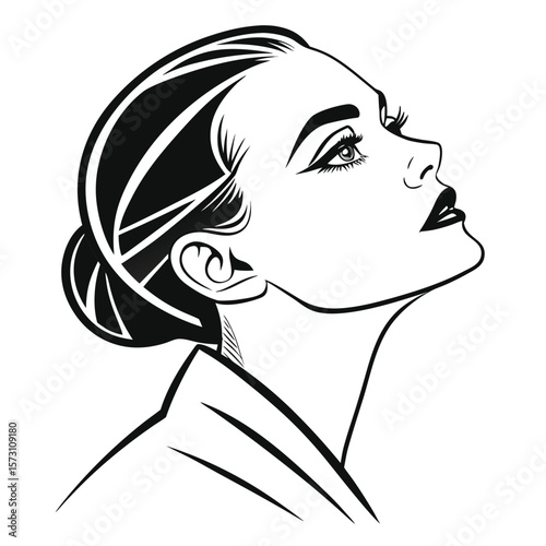 Elegant vector illustration of a stylish woman s face with a fashionable appearance