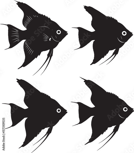 Elegant angelfish silhouette for aquatic designs