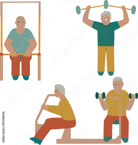 Senior Citizens Engaging in Various Outdoor Fitness Activities