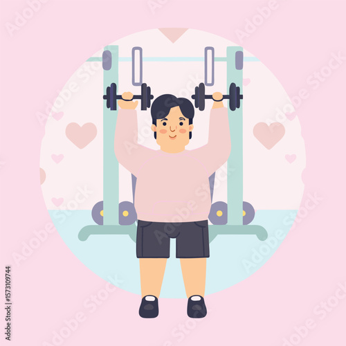 Happy Man Lifting Weights at the Gym Exercise Fitness