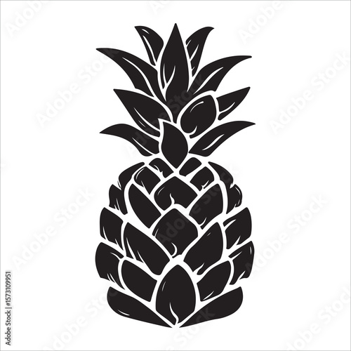Pineapple silhouette icon isolated, pineapple silhouette line art vector illustration with a white background Vector illustration