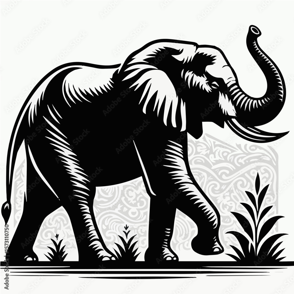 Obraz premium Elephant Side View Silhouette