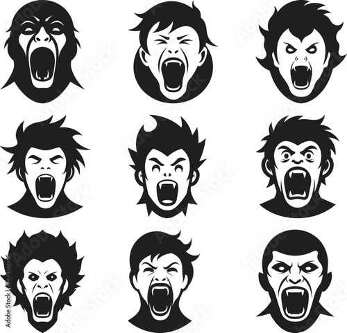 Collection of Screaming Monster Heads